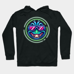 neon cyberpunk gator graphic Hoodie